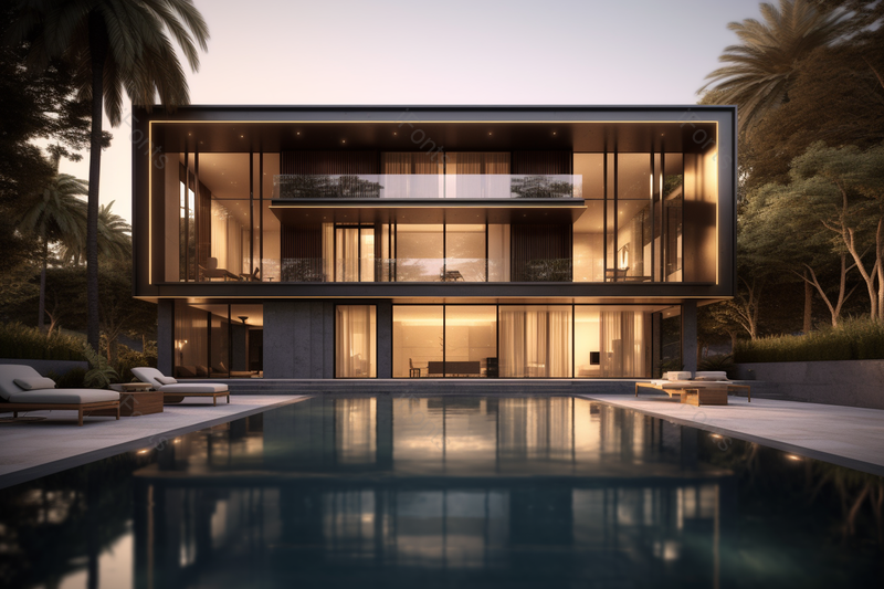 豪华泳池别墅棕榈树奢侈住宅实拍摄影图,高清,摄影图,摄影图片,图片大全,摄影图免费下载